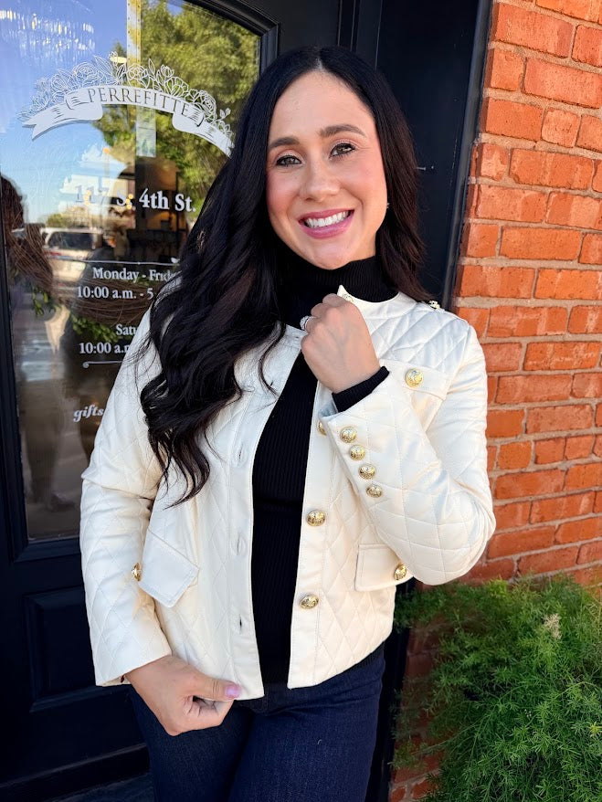 Quilted Gold Button Jacket