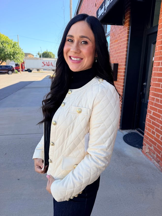 Quilted Gold Button Jacket