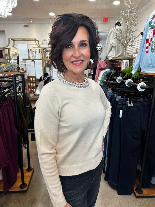 Pearl Perfection Cream Sweater