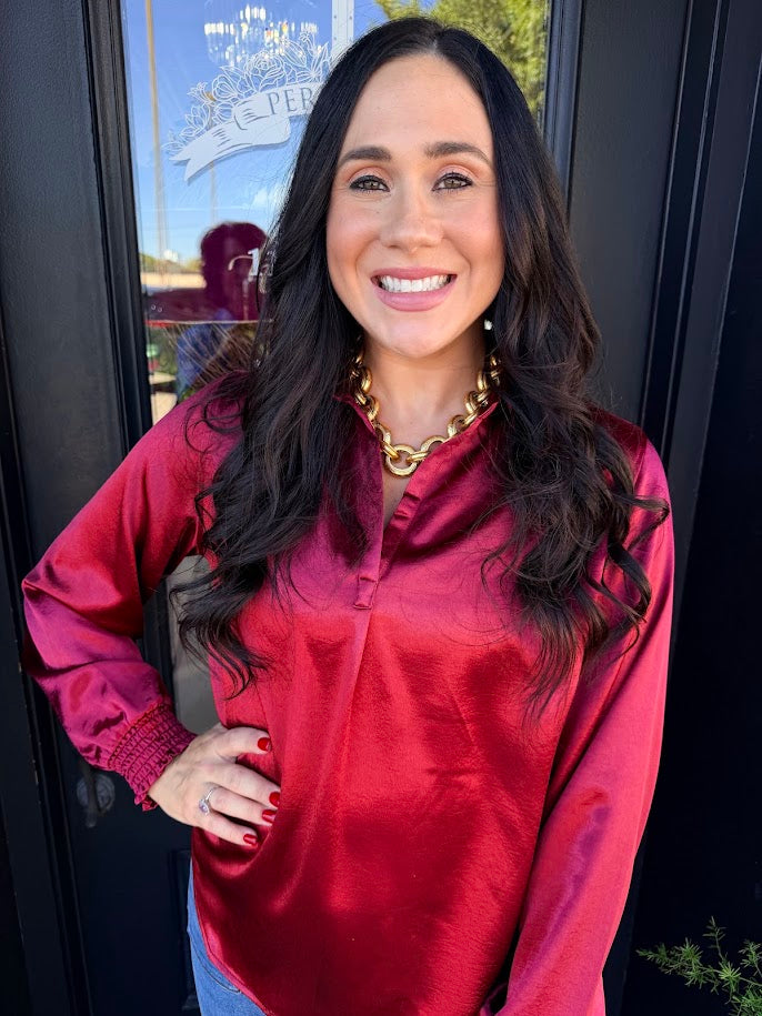 Rose Mulan Satin Top