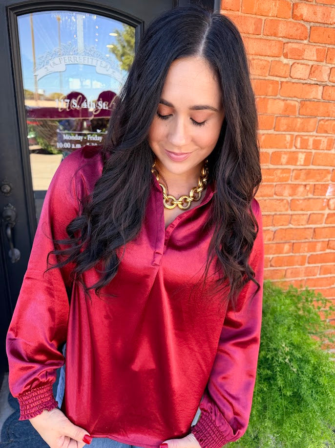 Rose Mulan Satin Top