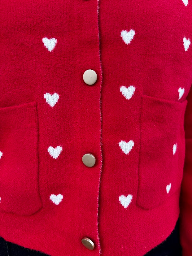 Heart Pointelle Peter Pan Cardigan