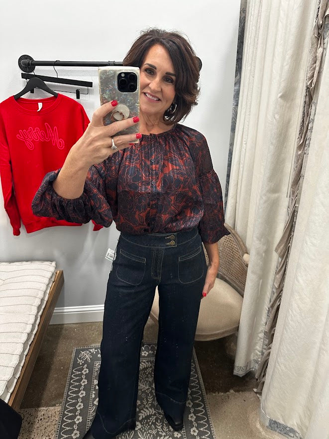 Sparkle Navy Floral Top