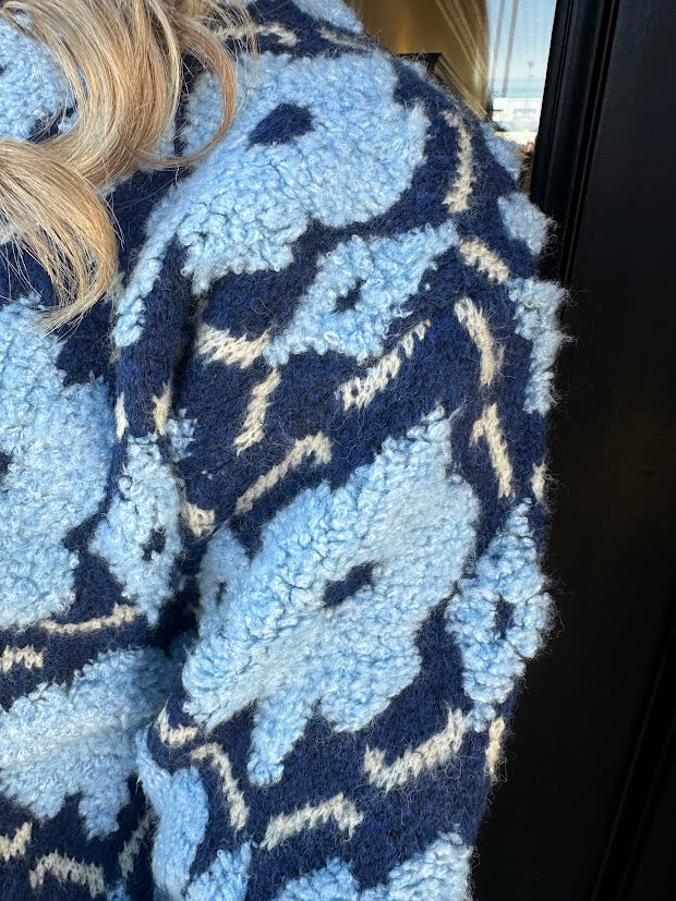 Blue Gwen Flower Sweater