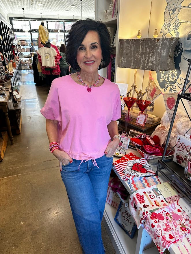Picking Pink Drawstring Top