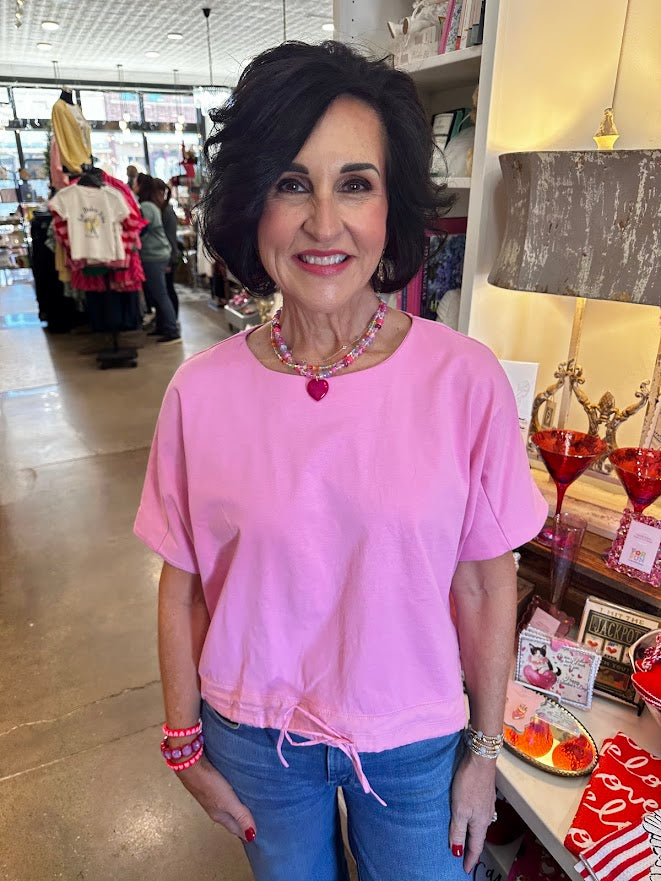 Picking Pink Drawstring Top