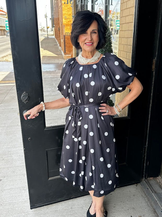Celeste Polka Dot Midi Dress