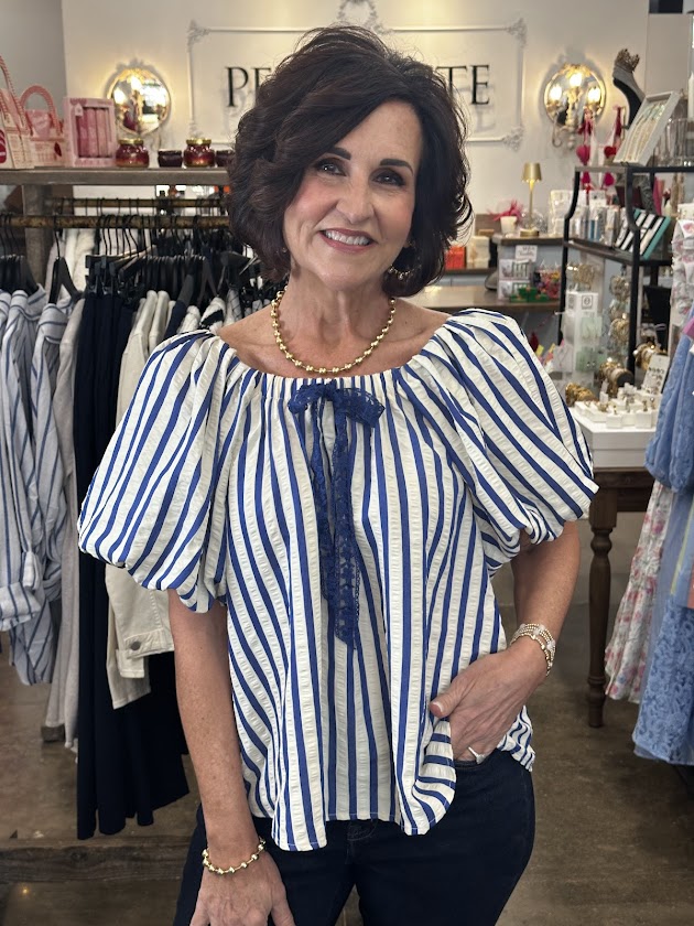 
                      
                        Reagan Royal Blue Stripe Top
                      
                    