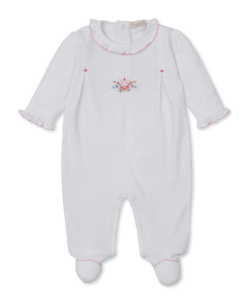 Hand Embroidered Pastel Gardens Footie 0-3M