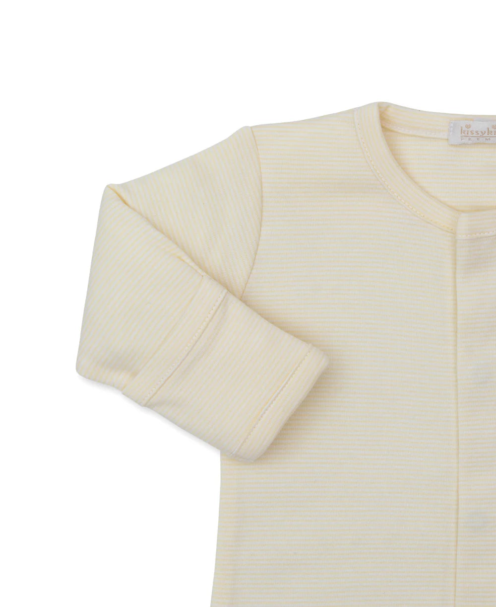 Hand-Embroidered Duck Pond Striped Footie 0-3M