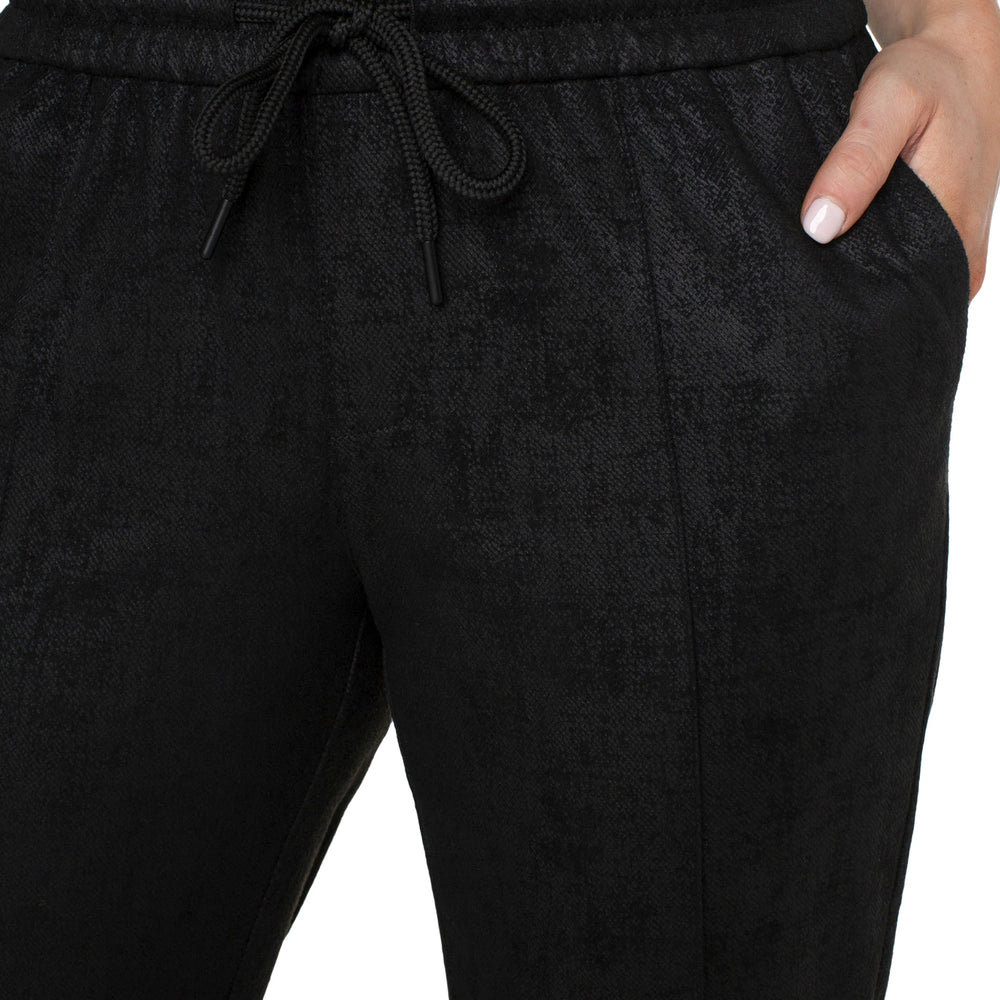 Black Distressed Pull On Trouser