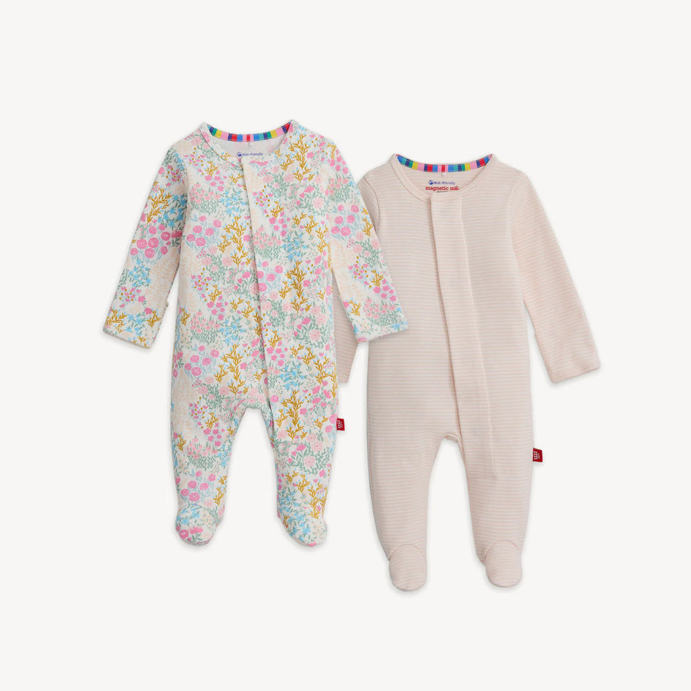 Floral and Stripe Footie Bundle 6-9 mths