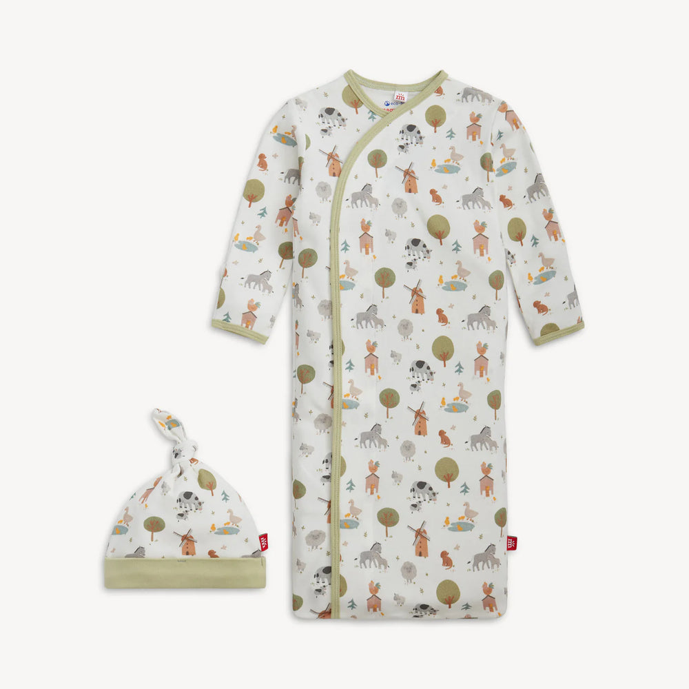 Funny Farm Gown & Hat NB-3M