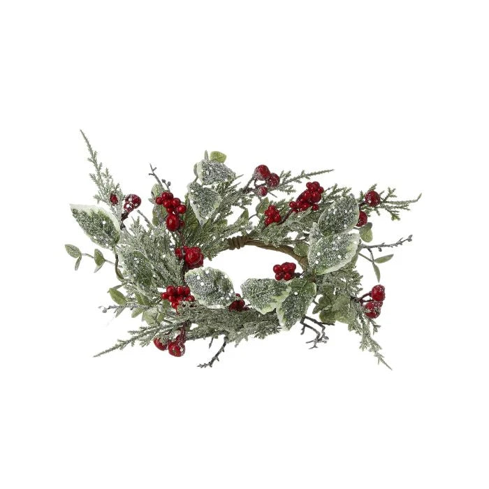 14' Winter Frost w/Berry and Holly Candle Ring