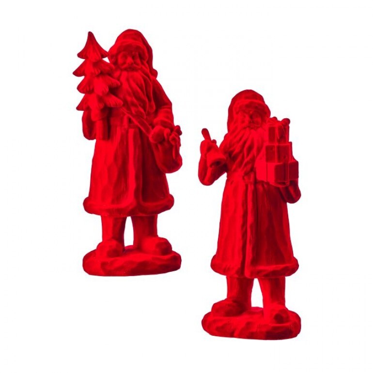 11" Flocked Resen Santa