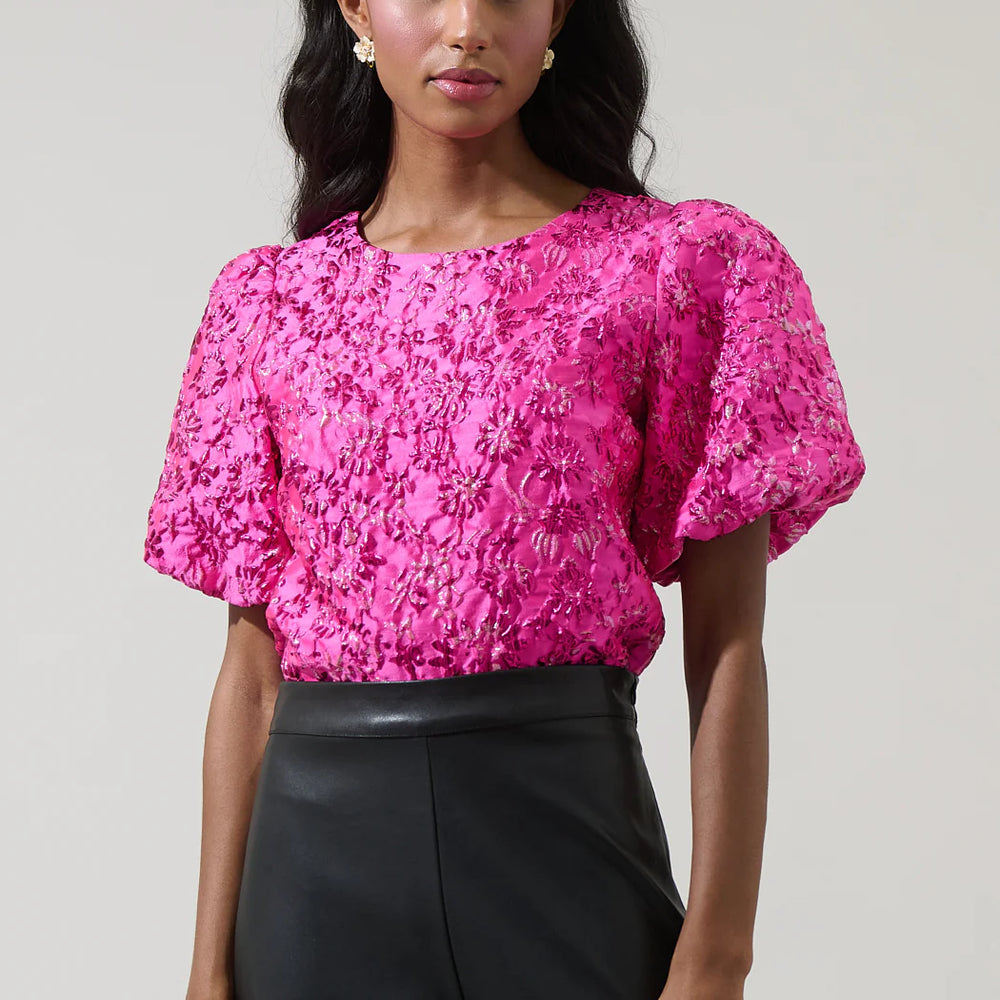 
                      
                        Fuchsia Jacquard Top
                      
                    
