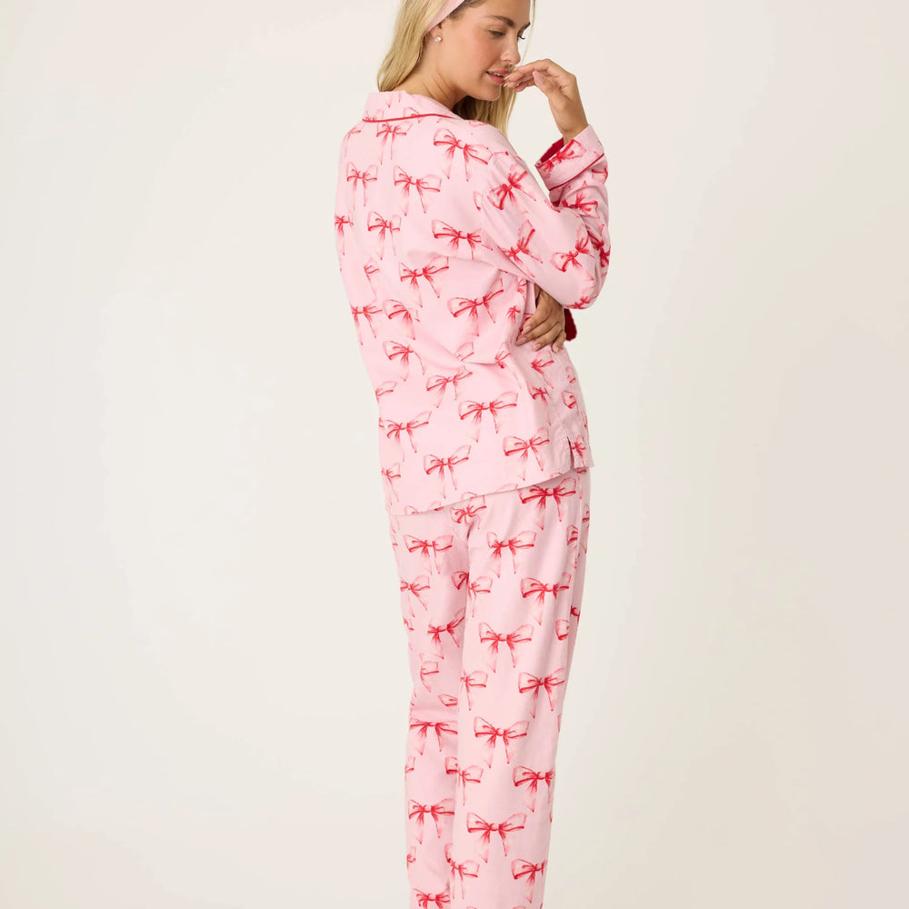 Candy Pink Bow Flannel Set