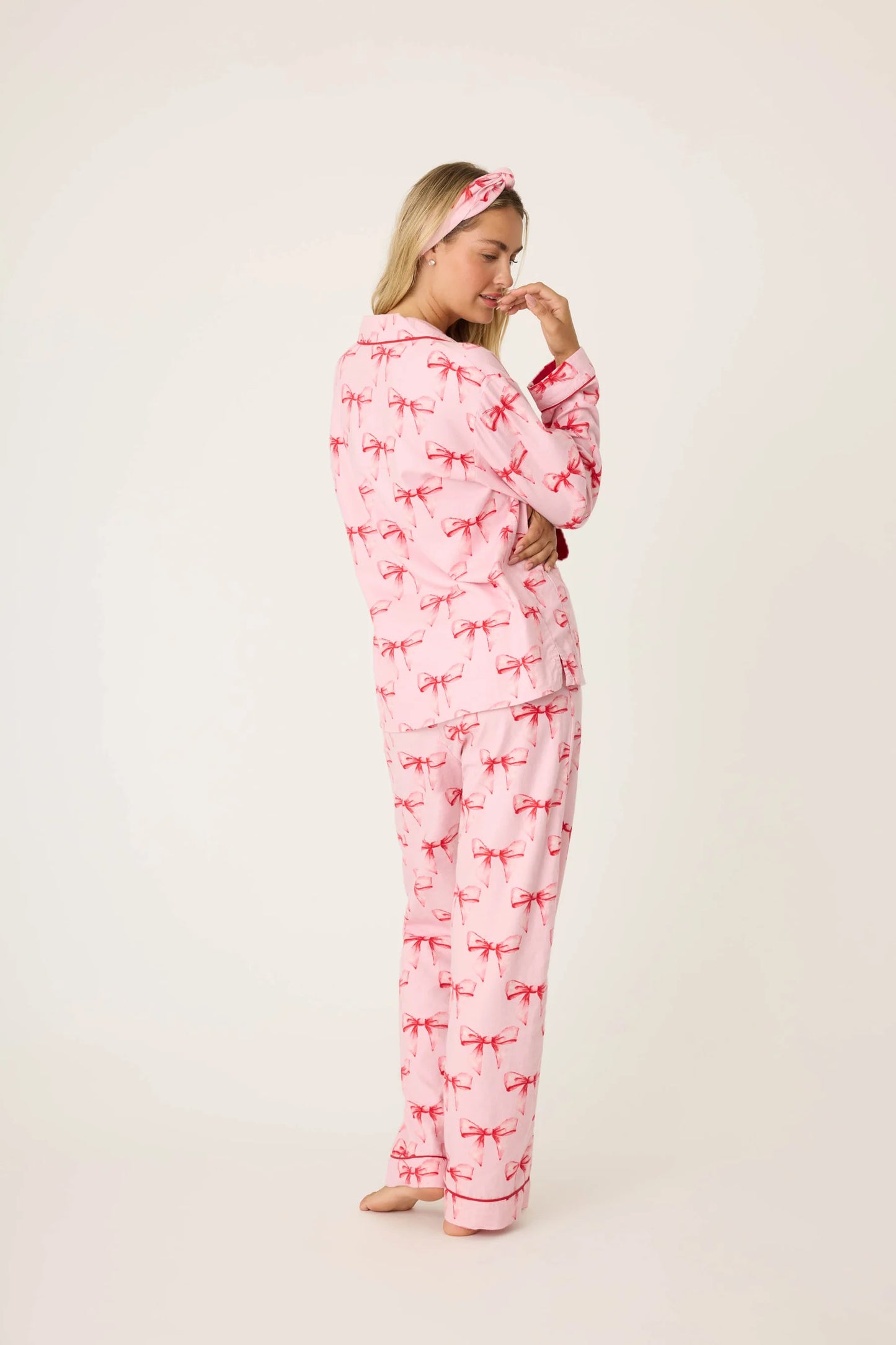 Candy Pink Bow Flannel Set