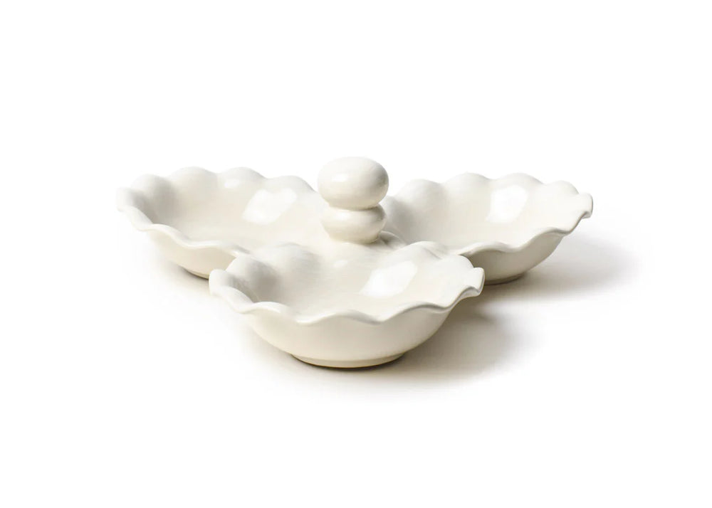 Ruffle Three Bowl Server Signature White