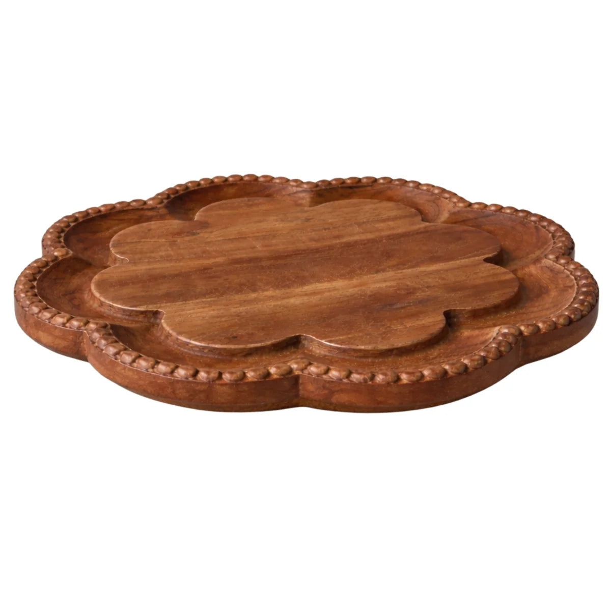 Vintage English Bread Board with Scalloped Lazy Susan