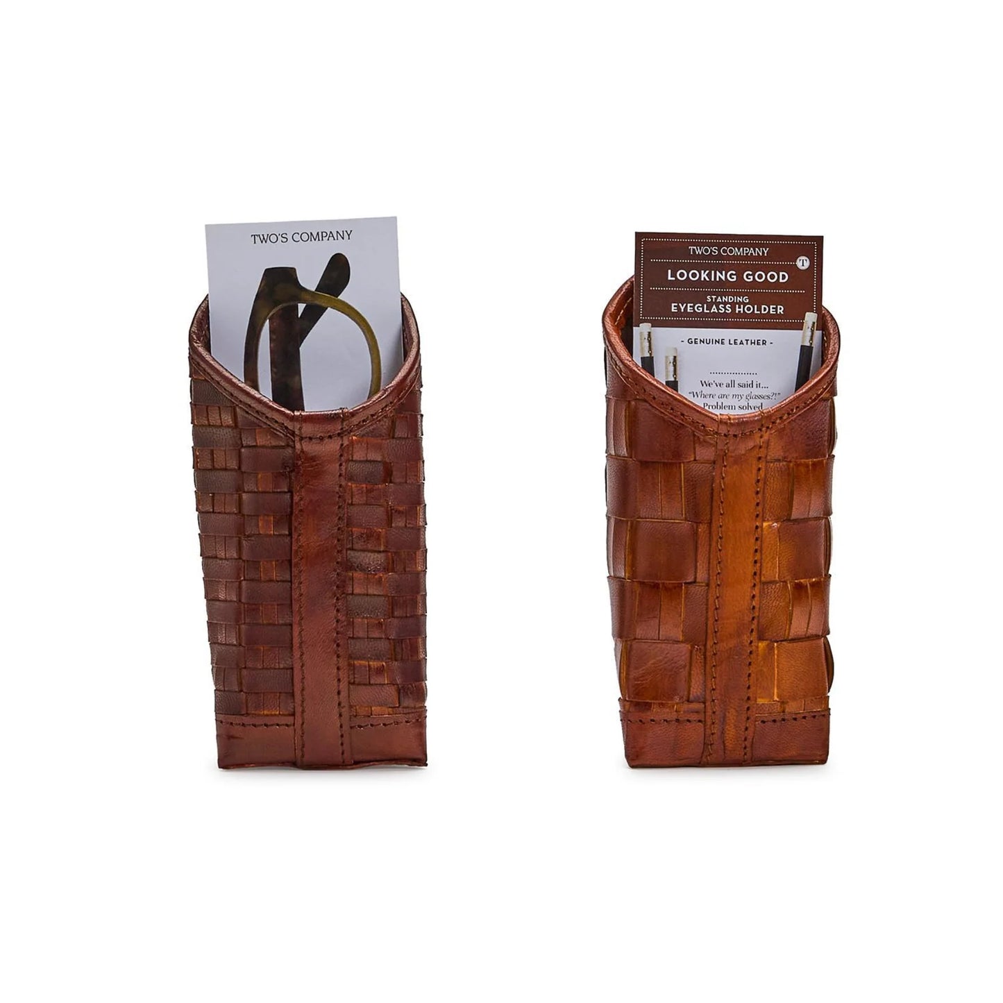 Woven Leather Standing Eyeglass Holder
