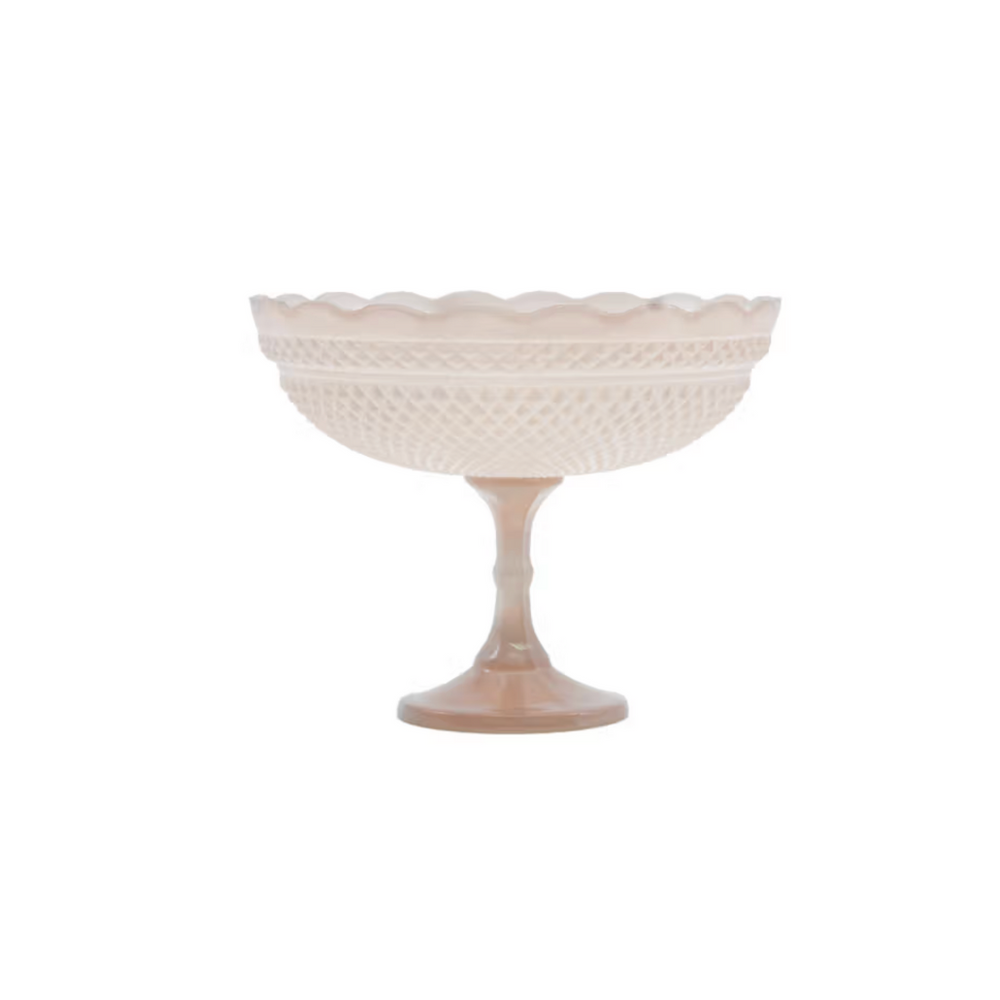Scalloped Footed Glass Blush Bowl