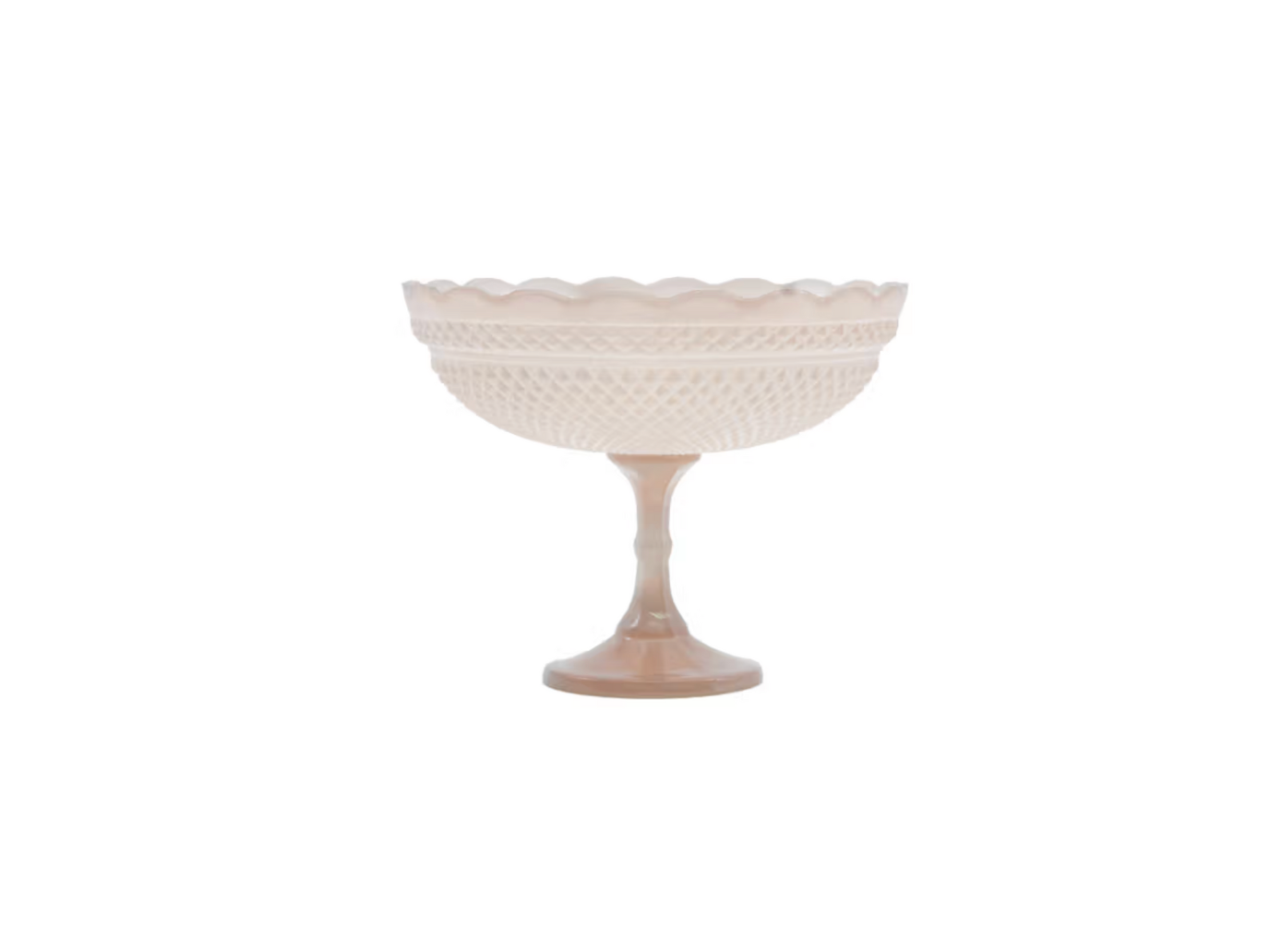 Scalloped Footed Glass Blush Bowl