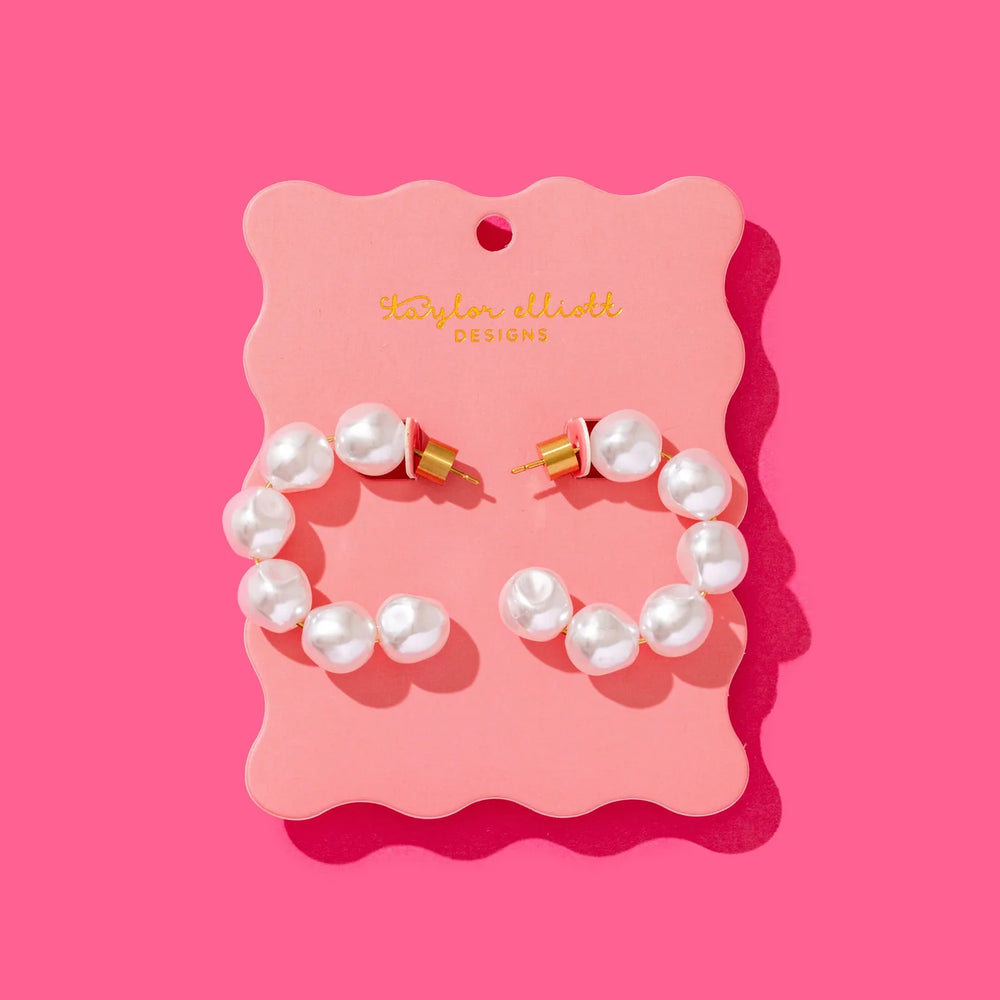 
                      
                        Megan Pearl Hoop Earrings
                      
                    