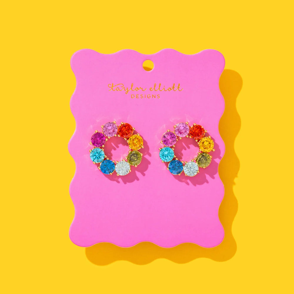 Paige Circle Earring w/Colorful Gems