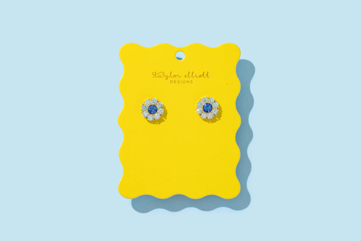 Caroline Flower Stud Earring Blue