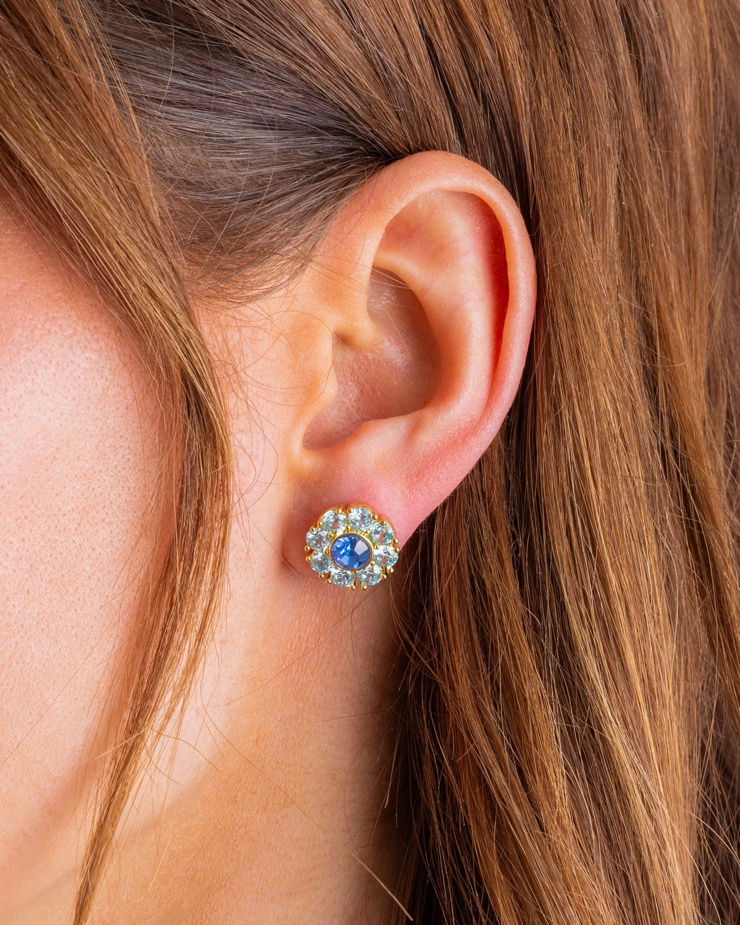 Caroline Flower Stud Earring Blue