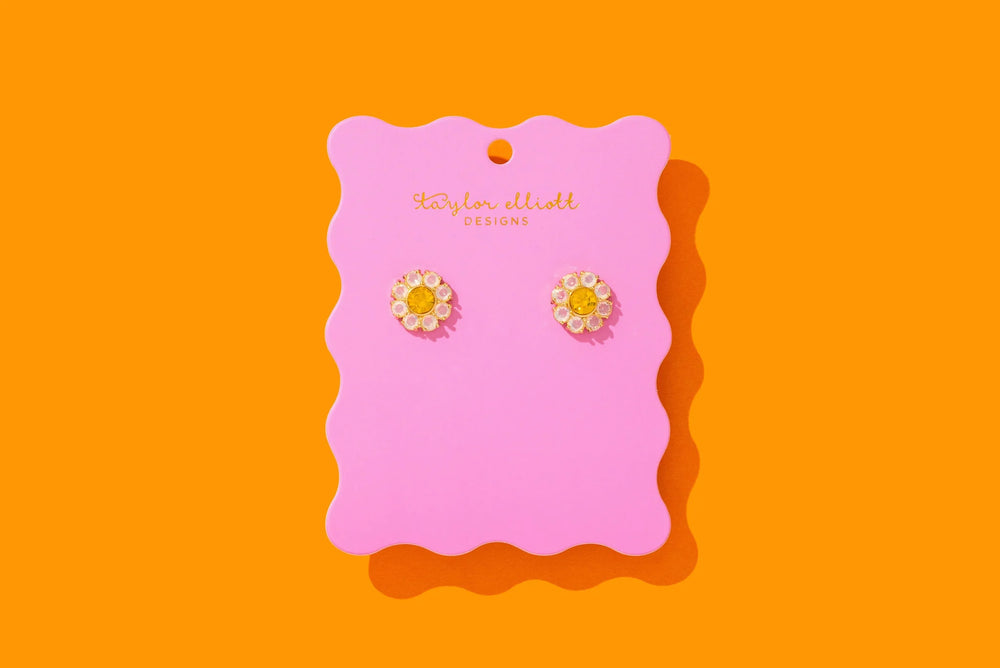 Caroline Flower Stud Earring Yellow