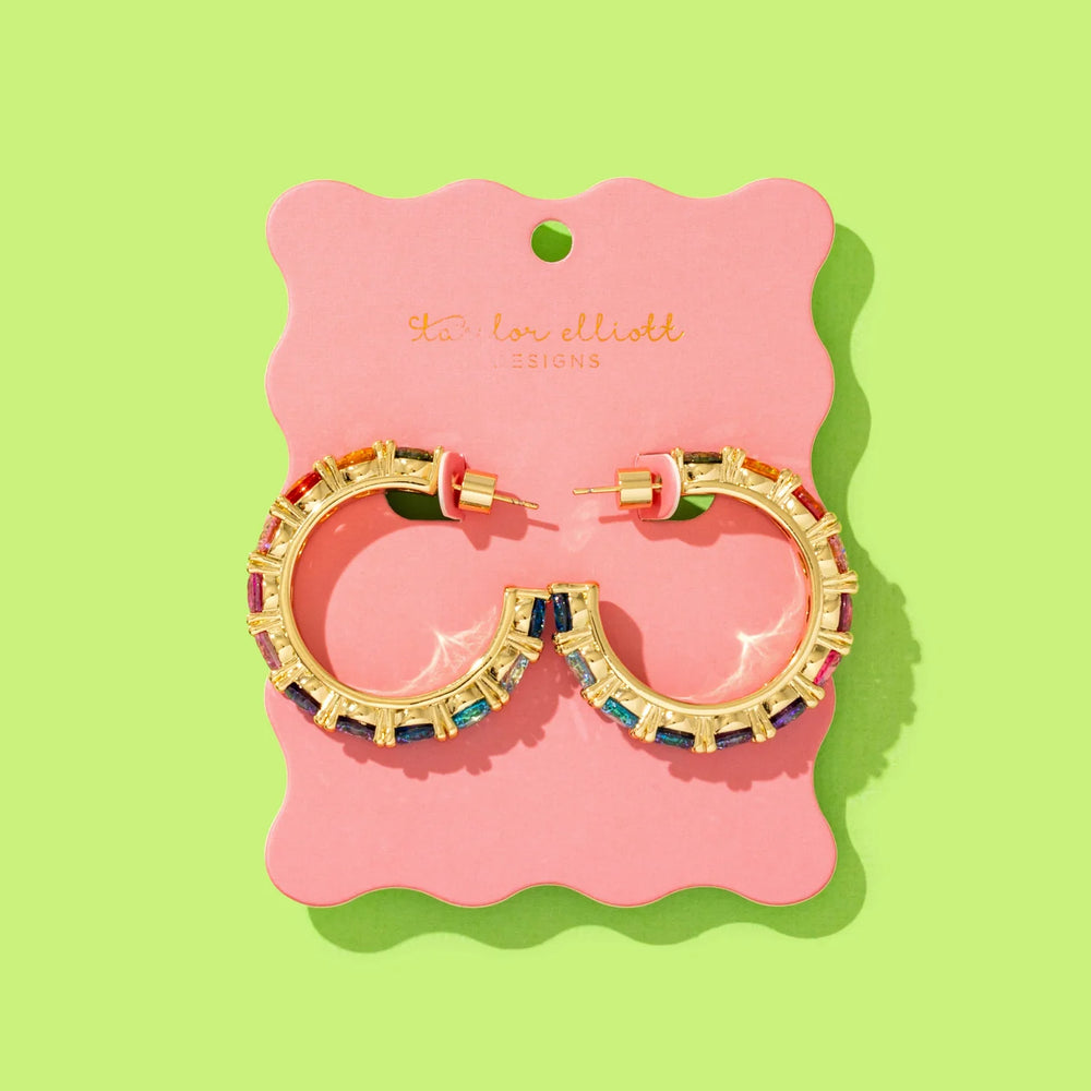 Elise Colorful Gems Hoop Earring