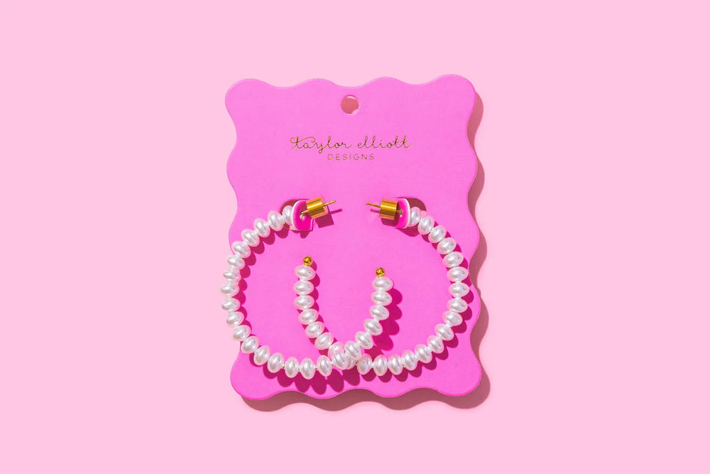 Charlotte Large Pearl Hoop Earring