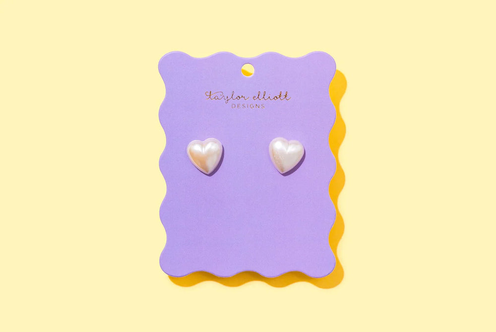 Meredith Pearl Heart Stud Earring