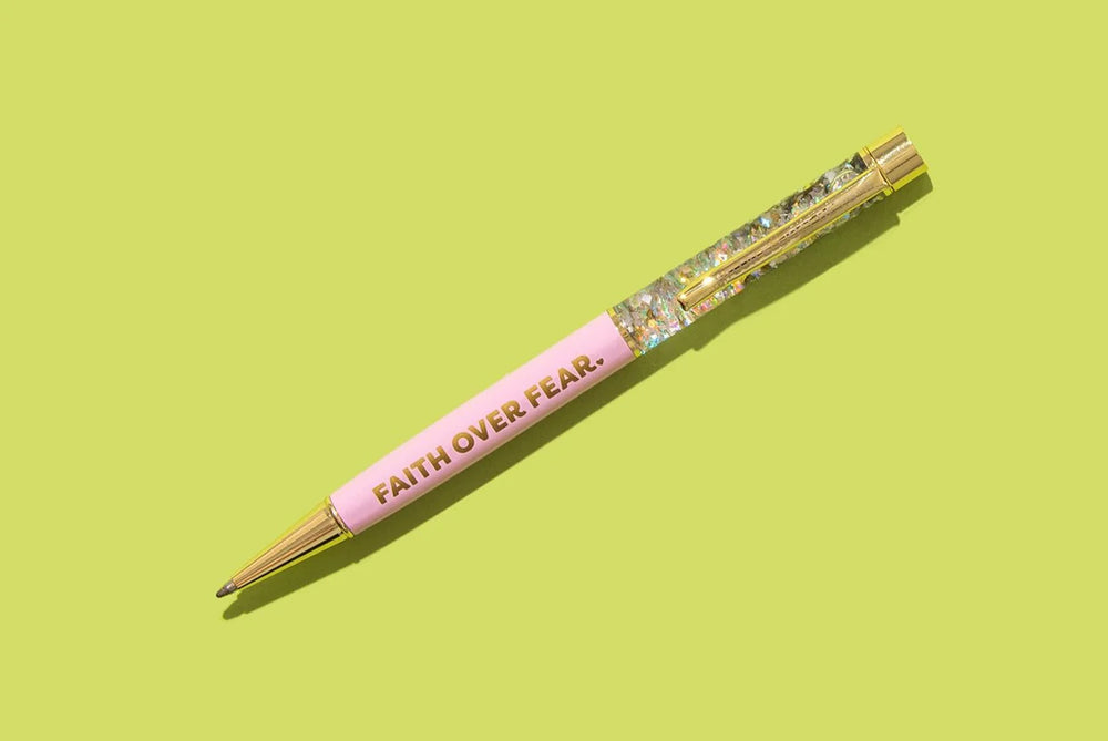 Faith Over Fear Single Pink Confetti Pen