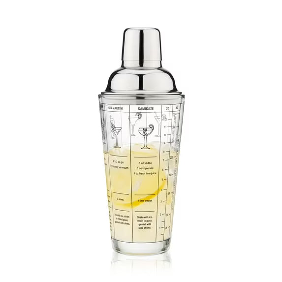 Glass Cocktail Shaker With Recipes