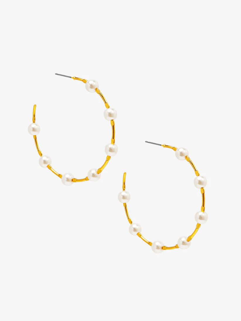 Spaced Pearl Hoop Earring