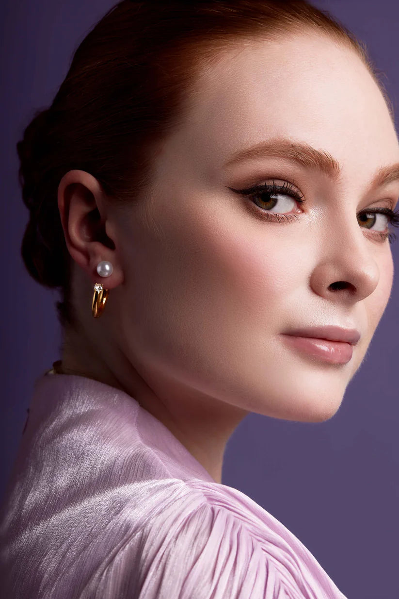 Pearl Crystal Hoop Earring