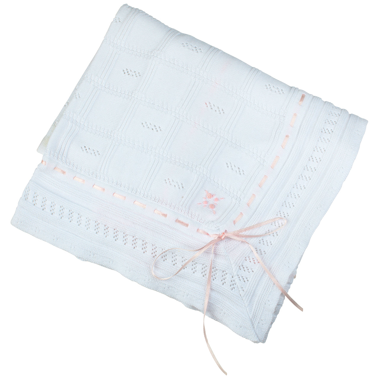 Ribbon Pointelle Knit Blanket