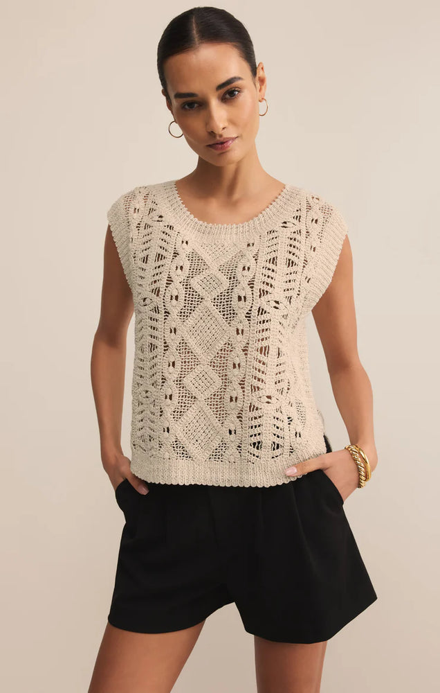 
                      
                        Sand Baroque Crochet Sweater Top
                      
                    