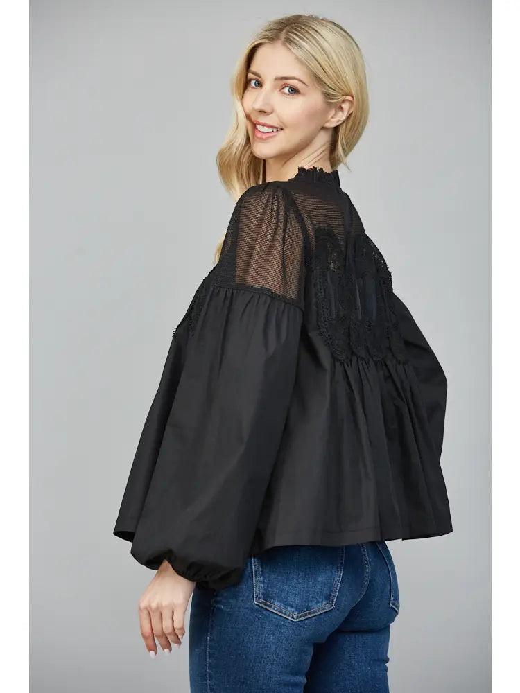 
                      
                        Black Lace Applique Top
                      
                    