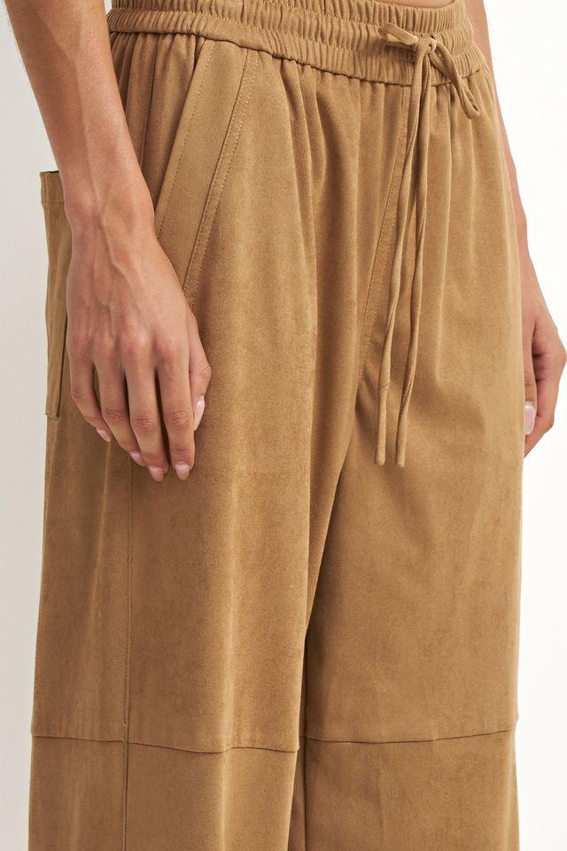 Camel Faux Suede Pants