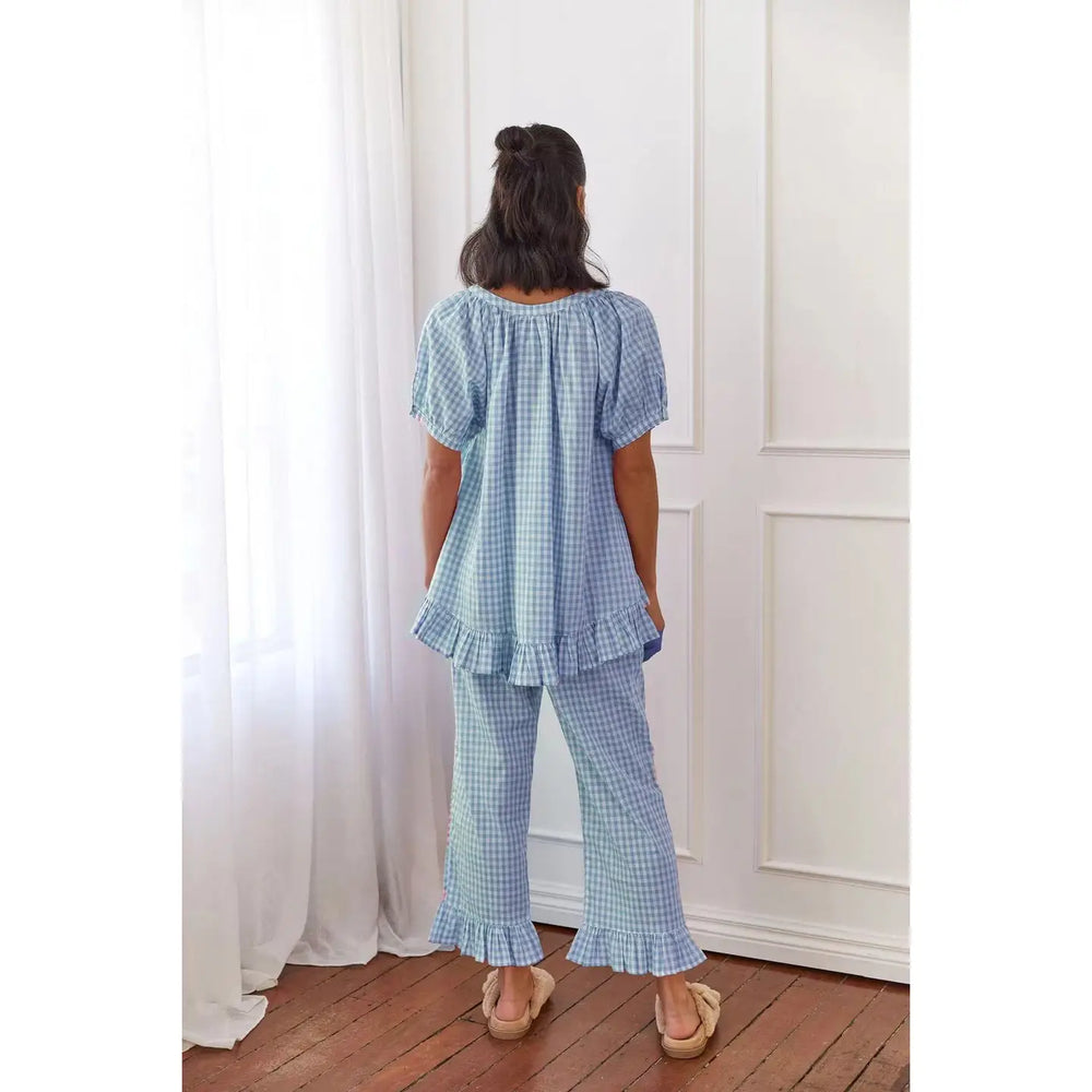 Blue Gingham 2pc Lounge Set