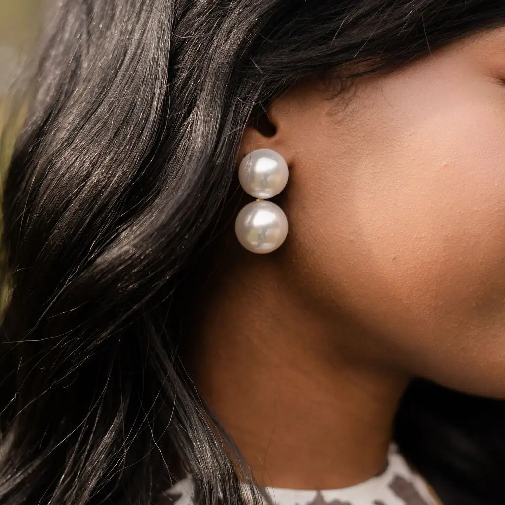 Frances Larger Double Pearl Earrings