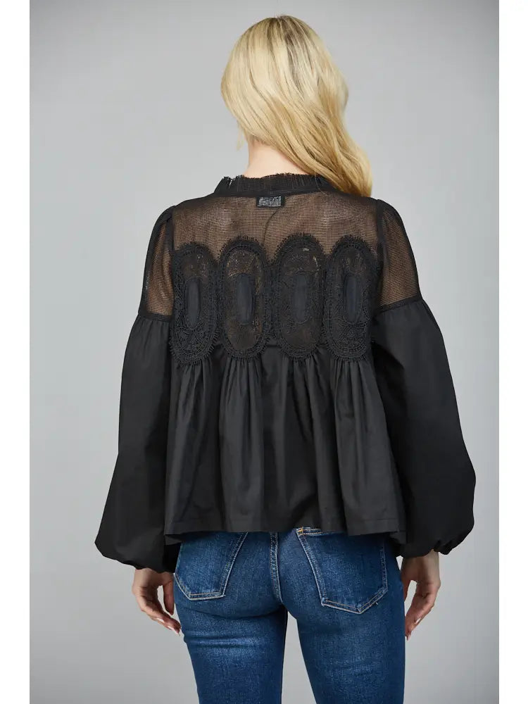 
                      
                        Black Lace Applique Top
                      
                    