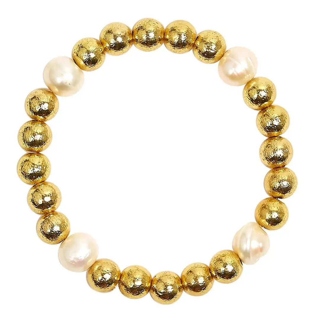 Georgia Gold and Freshwater Pearl Beaded Bracelets