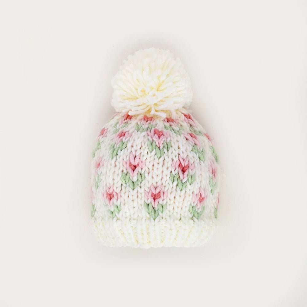 Bitty Blooms White Beanie