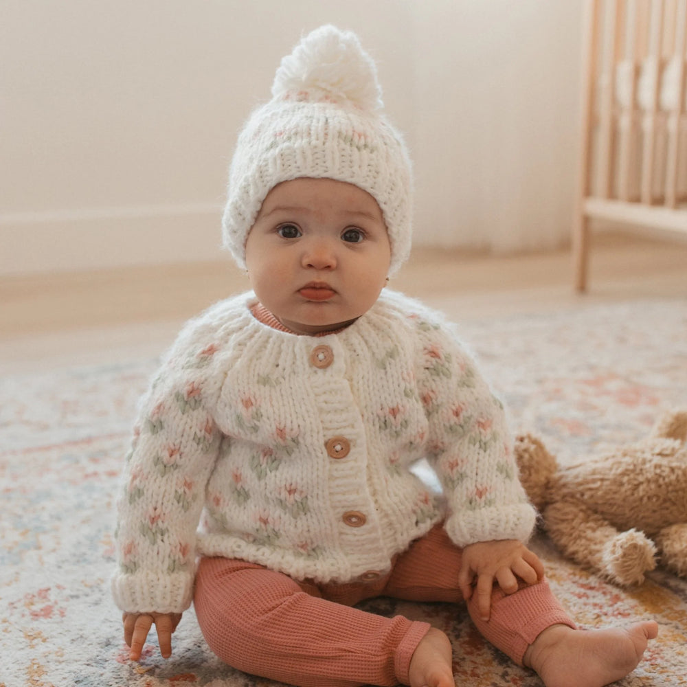 Bitty Blooms White Cardigan