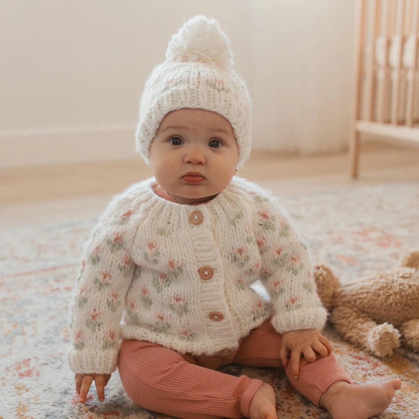 Bitty Blooms White Cardigan